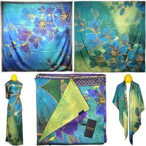 NWT Double Sided Silk Scarf 53"x53" Large Square Shawl Wrap XiangYunShal 22451
